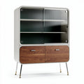 Modern glass and wood display cabinet with adjustable shelves 90 x 40 x 120cm