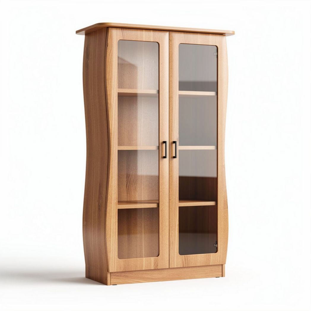 Wooden display cabinet with glass doors for storage 80 x 40 x 160cm