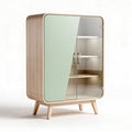 Glass door storage cabinet with wooden frame and three shelves 80 x 50 x 120cm
