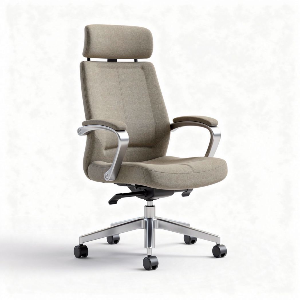 Office chair with adjustable headrest fabric upholstery silver base 60 x 60 x 110cm