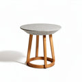 Concrete top round side table with wooden legs 60 x 60 x 75cm